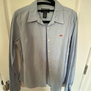 Polo Jeans, Ralph Lauren, blue/denim button down top. Size small.
